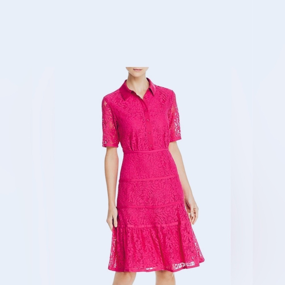 Nanette Lepore Lace Midi Dress in Bold HOT PINK   passion pink Accepting offers